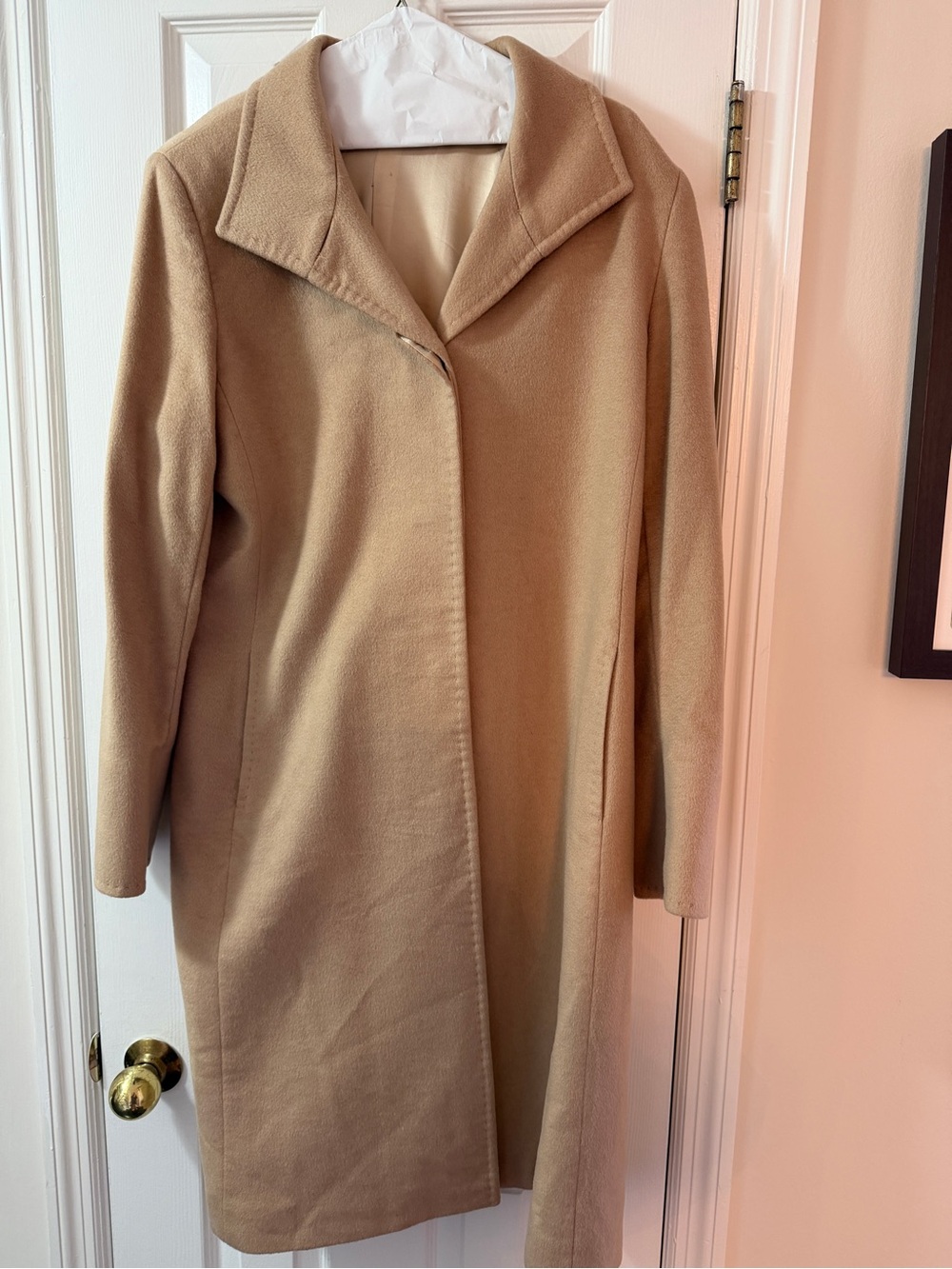 Vintage Women’s 100% Cashmere Long Coat Loro Piana Fabric Camel Size 14